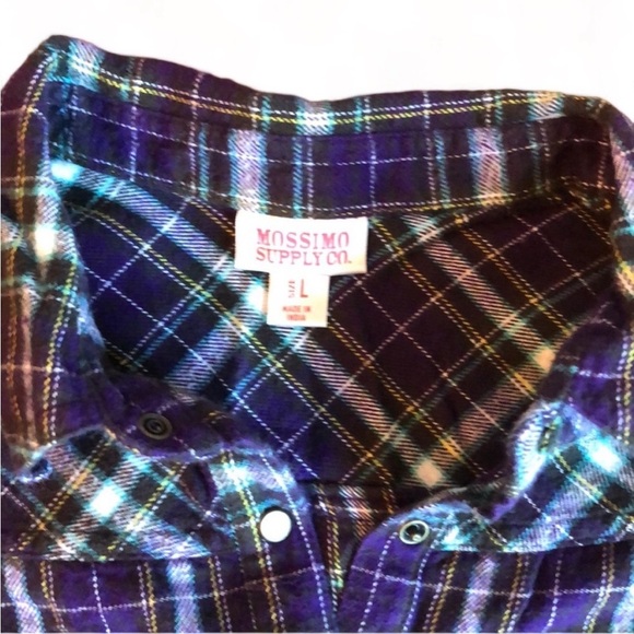 Mossimo Green & Purple Plaid Button Up - Picture 4 of 5
